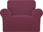 Easy-Going Stretch Oversized Chair Sofa Slipcover 1-Piece Couch Sofa Cover Furniture Protector Soft with Elastic Bottom for Kids Spandex Jacquard Fabric Small Checks ASH Rose