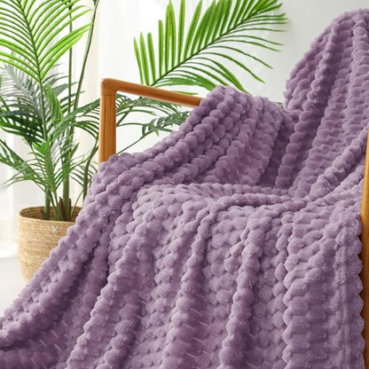 Exclusivo Mezcla Fleece King Blanket for Bed, Extra Large Fuzzy Grayish Purple Bed Blankets, Soft Cozy Plush Sofa Throws for All Seasons, 90x104 Inches