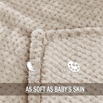 Exclusivo Mezcla Fleece Bed Blanket King Size, Super Soft and Warm Blankets for Couch, Sofa and Bed Waffle Textured, Cozy, Fuzzy and Lightweight (Tan, 90x104 Inches)