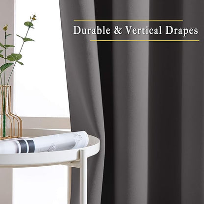 NICETOWN Blackout Grey Window Treatments 84 inch Long, Grommet Top Room Darkening Thermal Insulated Solid Vertical Curtains & Drapes for Bedroom/Kid Room, 2 Panels, W40 x L84