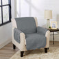 Great Bay Home Reversible Chair Cover - Washable Slipcover Furniture Protector with Elastic Straps - Perfect for Kids & Pets - Quilted & Stitched Detail (Mirage Gray/Flax)