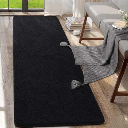 AROGAN Shag Runner Rug for Hallways, 2x6 Feet Washable Rugs with Memory Foam for Bedroom, Entryway Indoor Fluffy Throw Rug for Bedside Living Room Kids Girls Nursery Dorm Room Decor, Black