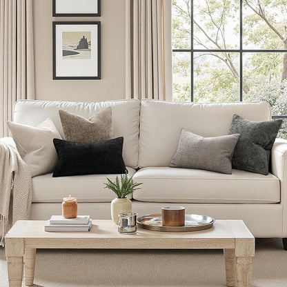 MIULEE Pack of 2 Euro Sham Pillow Covers 24x24 Inch Neutral Khaki Modern Boho Accent Decorative Throw Pillow Covers Soft Chenille Farmhouse Cushion Covers for Home Decor Couch Bed Sofa Living Room