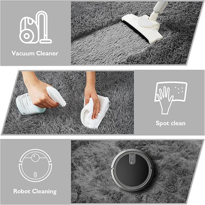 Shag Area Rug for Bedroom 4x6,Deep Grey Fluffy Area Rugs for Living Room,Soft Fuzzy Rug Non-Shedding Indoor Plush Carpet for Kids Bedroom Nursery Dorm Home Decor