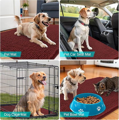 OLANLY Dog Door Mat for Muddy Paws 36x24, Absorbs Moisture and Dirt, Absorbent Non-Slip Washable Doormat, Quick Dry Chenille Mud Mat, Entry Indoor Entryway Carpet for Inside Floor, Caramel Russet