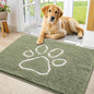 Smiry Dog Door Mat for Muddy Paws, Absorbent Dirt Trapper Non Slip Quick Dry Washable Chenille Mat for Mud Dogs, Entry Rug for Indoor and Outdoor (36x24 Inches, Sage Green and White)