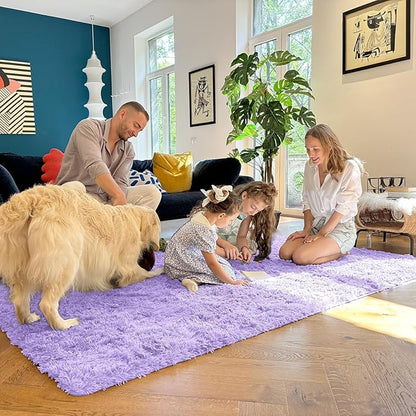 OLANLY 2x6 Machine Washable Runner Rugs for Hallway, Soft Fluffy Shaggy Bedside Rugs for Bedroom, Living Room, Indoor Floor Carpet for Kids Girl Boy, Nursery Rooms, Home Decor Aesthetic, Light Purple