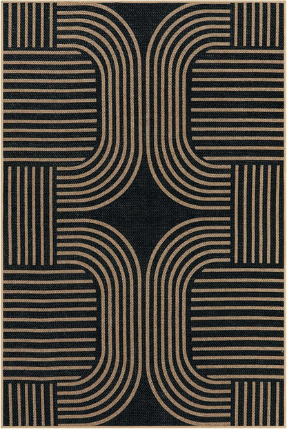 Lahome Enfys Modern Geometric Easy Jute Rug, 6x9 Area Rugs for Living Room Outdoor Patio Washable Indoor Outdoor Carpet, Farmhouse Large Non Slip Carpet for Bedroom Backyard Dining Room