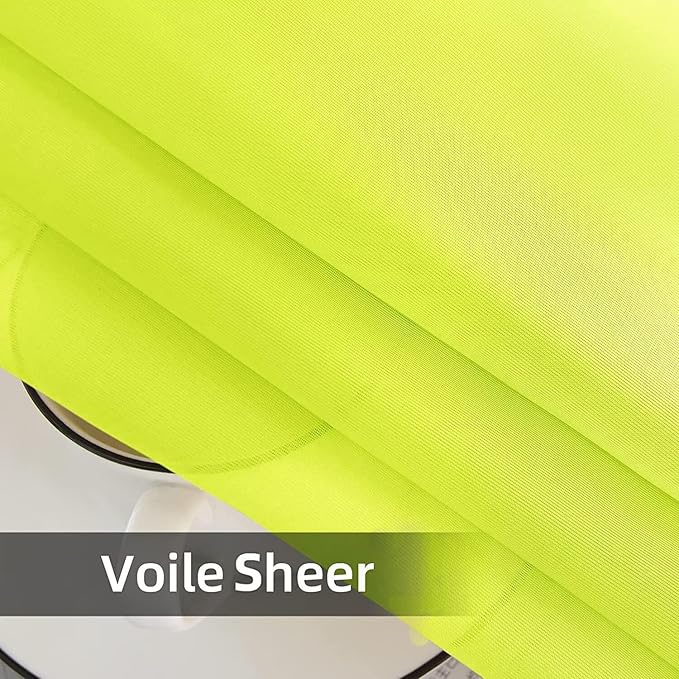 youleyar Solid Sheer Rod Pocket Curtain Voile Draperies 2 Panels White Beige Black Grey Ivory 52 Inch Width 96 Inch Long 1 Pair for Kitchen Bedroom Children Living Room Yard (Chartreuse,52Wｘ96L)