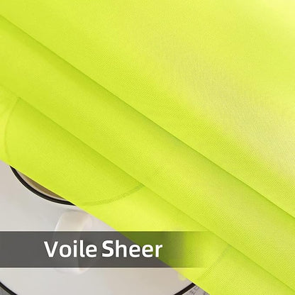 youleyar Solid Sheer Rod Pocket Curtain Voile Draperies 2 Panels White Beige Black Grey Ivory 52 Inch Width 96 Inch Long 1 Pair for Kitchen Bedroom Children Living Room Yard (Chartreuse,52Wｘ96L)