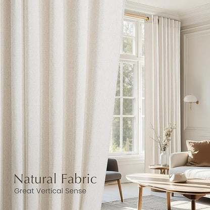 NICETOWN Linen Curtains 84 inches Long, Grommet Thick Flax Linen Privacy Assured with Light Filtering Window Treatments for Bedroom/Living Room, Vannila, W55 x L84, 2 Panels