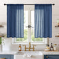 BGment Short Navy Blue Semi Sheer Curtains 40 Inch Length for Windows, Linen Small Drapes Light Filtering for Bathroom Cafe Decor with Rod Pocket Lightweight, 2 Panels Set, Each 30 Inch Wide