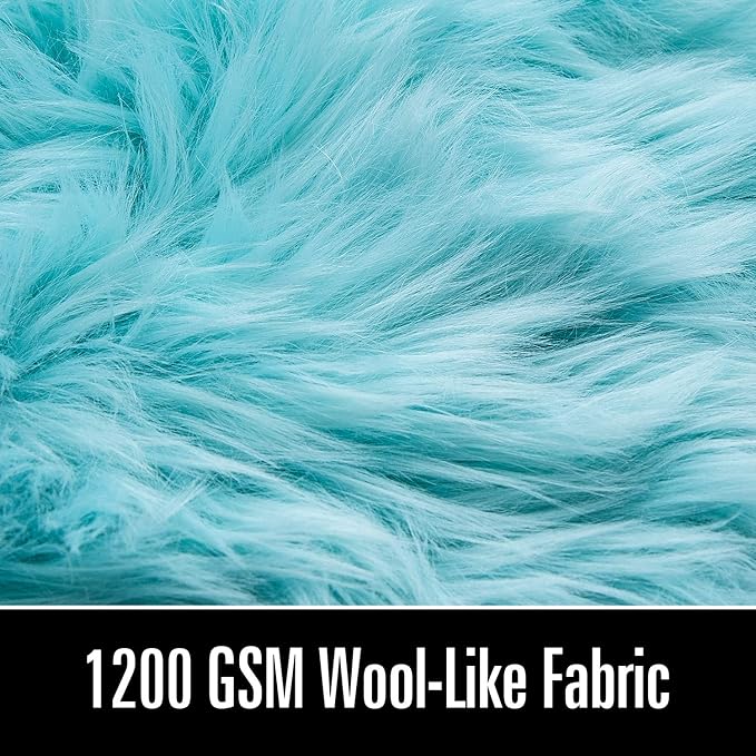 LOCHAS Soft Fluffy Faux Fur Rugs for Bedroom Bedside Rug 2x4 Feet, Washable, Furry Sheepskin Area Rug for Living Room Girls Room, Luxury Shag Carpet Home Decor, Blue