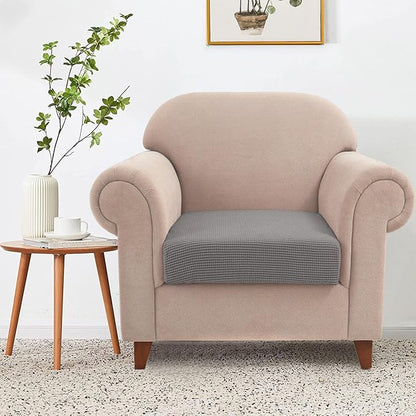Water Repellent Couch Cushion Covers, High Stretch Sofa Cushion Slipcovers, Furniture Protector for Living Room, Washable Sofa Seat Slipcover, 1 Seater Settee (Chair Cushion, Light Gray)