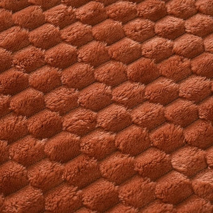 Puncuntex Burnt Orange Throw Blanket 108"×90" inches Fuzzy 3D Jacquard Decorative Flannel Fleece Super Soft Plush Cozy Blanket for Couch Sofa Chair Lightweight