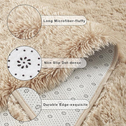 Chicrug Soft Area Rugs for Bedroom Living Room Plush Fluffy Rug 3x5 Feet, Shag Furry Area Rug Carpet Non Shedding for Nursery Children Kids Girls Room Home Decorative, Camel