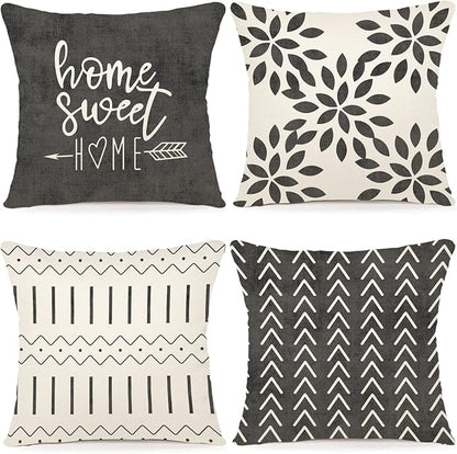YCOLL Pillow Covers 20x20 Set of 4, Modern Sofa Throw Pillow Cover, Decorative Outdoor Linen Fabric Pillow Case for Couch Bed Car, Rustic Gray
