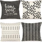 YCOLL Pillow Covers 18x18 Modern Sofa Throw Pillow Cover, Decorative Outdoor Linen Fabric Pillow Case for Couch Bed Car (Rustic Gray, 18x18,Set of 4)