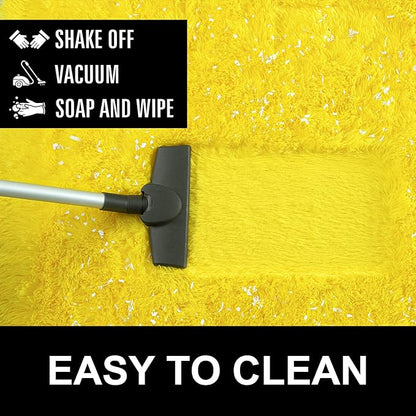 LOCHAS Ultra Soft Indoor Modern Area Rugs Fluffy Living Room Carpets for Children Bedroom Home Decor Nursery Rug 4x5.3 Feet,Yellow