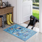 Floral Rug for Entryway, 2X3 Washable Kitchen Mat Ultra-Thin Soft, Non-Slip Indoor Door Carpet Stain Resistant Boho Small Low-Pile Throw for Bathroom Bedroom (2 x 3, Blue Lawn)