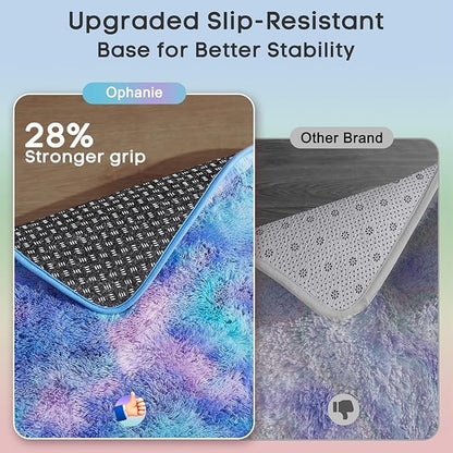 Ophanie Rainbow Purple Mermaid Rugs for Living Room 6x9, Kids Fluffy Shag Fuzzy Plush Soft Carpets, Floor Shaggy Area Rugs for Bedroom, Carpet for Kids Girls Dorm Nursery Home Decor Aesthetic