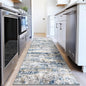 Area Rugs 2x8 Runner Rug: Washable Hallway Rug Modern Abstract Neutral Soft Non-Slip Low-Pile Indoor Carpet for Kitchen Bedside Entrance Laundry (Blue Grey Brown, 2'x8')