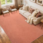 FinRèc 5x7 Washable Area Rugs for Bedroom Living Room, Low Pile Thin Rug Solid Color, Non-Slip Carpet Indoor for Home Decor (Orange)