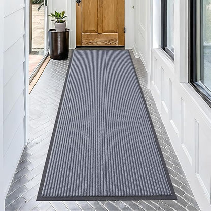 OLANLY Front Door Mat Indoor Outdoor Entrance, Waterproof Heavy Duty Doormat, Fade Resistant, Low Profile, Easy Clean Patio Porch Welcome Floor Mats for Entry, 71x30, Ash Grey