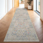 Hazo Haus Boho 3x16 Wide Hallway Runner - Beige Blue and Purple, Washable Low Pile Non Slip Stain Resistant 16ft Runner Rug for Long Kitchen, Hall Way, Floral Forest Decor