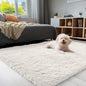 OLANLY 3x4 Machine Washable Accent Rug, Soft Fluffy Shaggy Area Rug for Bedroom, Living Room, Indoor Floor Carpet for Kids, Nursery, Home Decor, Ivory