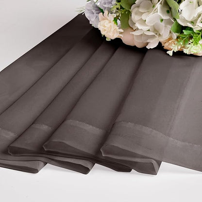 Chyhomenyc Sheer Chocolate Brown Curtains 90 inches Long 2 Panels, Light Filtering Soft Airy Solid Elegant Voile Window Treatment Drapes for Bedroom Living Room Wedding Party Decor, 42 Wx90 L Inches
