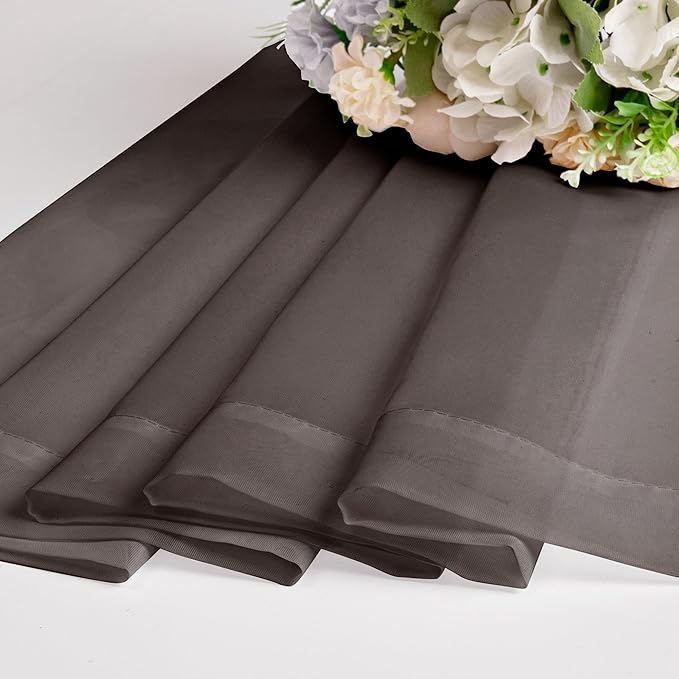 Chyhomenyc Chocolate Brown Sheer Curtains 84 Inches Long, Light Filtering Sheer Curtains for Living Room Bedroom, 42x84 Inches， 2 Pieces