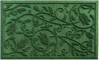 Boho Green Floral Leaves Outdoor Indoor Entrance Doormats, Absorbent Durable Heavy Duty Welcome Front Door Mat,Thick Natural Rubber Back,Easy Clean Entryway Mat 23x35 Inch, Low Profile