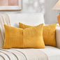 Fancy Homi 2 Packs Gold Yellow Lumbar Decorative Throw Pillow Covers 12x20 Inch for Couch Bed Sofa, Rustic Farmhouse Boho Spring Home Decor, Soft Striped Corduroy Rectangle Accent Cushion Case 30x50cm