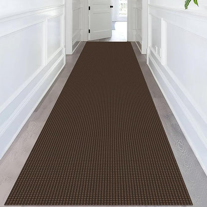 KOZYFLY Extra Long Runners for Hallways 3x14 ft Washable Kitchen Runner Non Slip Rubber Backed Hallway Rug Cotton Entryway Runner Rug Floor Carpet for Indoor Hall, Kitchen, Stair, Reddish Brown/Coffee