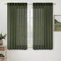 MIULEE Olive Green Linen Curtains 54 Inch Length 2 Panels for Bedroom Living Room, Soft Thick Linen Textured Natural Short Window Drapes Semi Sheer Light Filtering Back Tab Burlap Look Decor