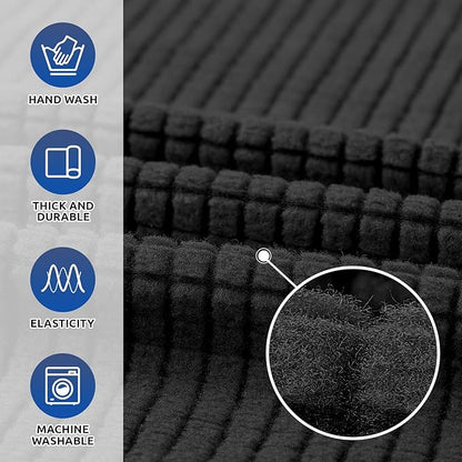 KEKUOU Stretch Single Sofa Slipcover 1 Piece Couch Sofa Cover (31"-55") Furniture Protector 1 Seater Sofa with Elastic Bottom for Kids,Pet.Jacquard Small Checked Pattern Fabric(Small,Black)