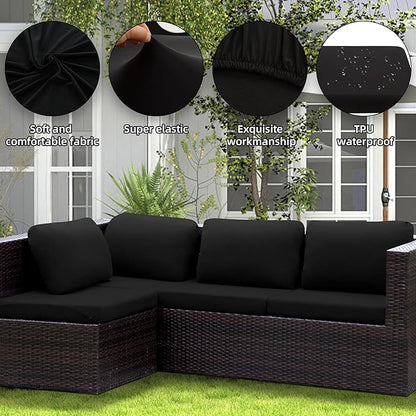 Outdoor Cushion Covers Set,12PCS Patio Furniture Couch Seat Slipcovers, Replacement for Sofa Sectional Chair(Cover，Only)