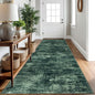 IOHOUZE Abstract Runner Rug 3x10 Ft Washable Runners for Hallways, Non Slip Kitchen Runner Printed Faux Wool Entryway Runner Indoor, Modern Abstract Floor Carpet for Hall Bedroom, Dark Green
