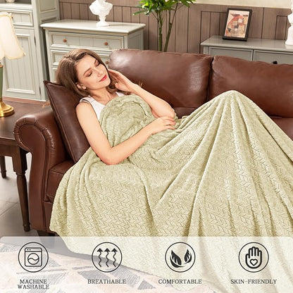 inhand Camel Throw Blanket for Couch, Super Soft Flannel Blanket Throw Size All Season Use, 50 x 60 Inches