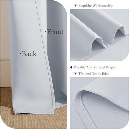 PONY DANCE Greyish White Non-See-Through Curtains - 52 Wide by 72 Long Room Darkening Home Decor Window Treatments(60% Light Block) Drapes for Living Room/Bedroom with Back Tab, 2 Panels