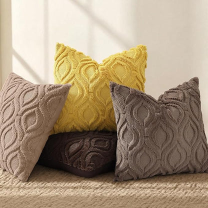 decorUhome Throw Pillow Covers 26x26 Inch Set of 2, Soft Plush Faux Wool Brown Solid Couch Pillow Covers, Accent Euro Sham Farmhouse Neutral Square Pillow Cases for Sofa Bed Living Room