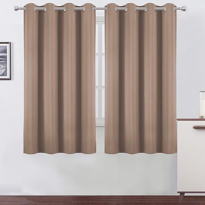 LEMOMO Cappuccino Thermal Blackout Curtains/52 x 54 Inch/Set of 2 Panels Room Darkening Curtains for Bedroom