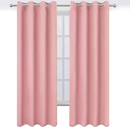 LEMOMO Blackout Curtains 66 x 95 inch/Pink Curtains Set of 2 Panels/Thermal Insulated Room Darkening Bedroom Curtains
