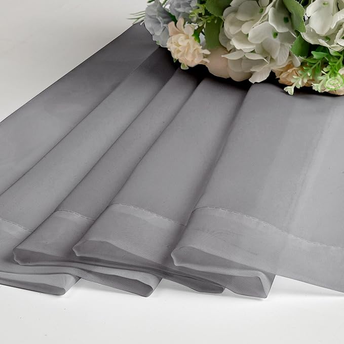 Chyhomenyc Sheer Window Curtains 63 inch Length 2 PCS- Rod Pocket Living Room Curtain Panels Voile Textured Soft and Lightweight Window Treatments for Bedroom Decor, 42W x 63L Inches, Charcoal Grey