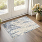 UERMEI 2x3 Entryway Area Rug: Washable Neutral Modern Abstract Small Rug - Non-Slip Low Pile Throw Indoor Carpet for Entrance Kitchen Front Door Mat Bathroom Entry Kids Room - Blue/Light Brown