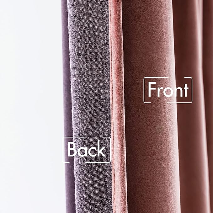 MIULEE Velvet Curtains 108 inches Long 2 Panels - Luxury Blackout Curtains for Bedroom Living Room Thermal Insulated Super Soft Window Drapes Rod Pocket & Back Tab, Dusty Rose Pink
