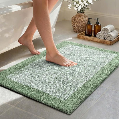 36x24 Large Bathroom Rugs Washable Non Slip, Green Bath Mat for Bathroom Floor Tub, Soft Absorbent Quick Dry Mats for Shower, Bathtub,Home Decor