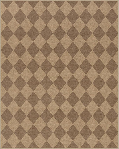 Lahome Colette Checkered Easy Jute Rug 8x10, Washable Rugs for Living Room Dining Room Farmhouse Indoor Outdoor Mat, Neutral Checkerboard Non Slip Black Carpet for Office Backyard Patio
