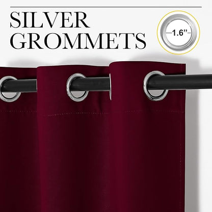 NICETOWN Modern Blackout Curtains Noise Reducing, Wine Red, 2 Panels, W42 x L54, Thermal Insulated and Privacy Room Darkening Drape Panels for Boy's Guest Room Door Small Short Window